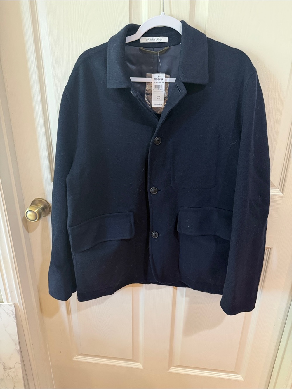 Todd Snyder Cashmere Navy Walking Jacket.  Sz M.  NWT